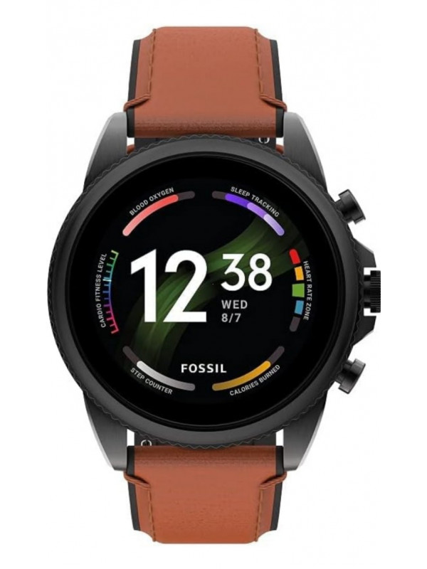 Fossil Gen 6(44Mm, Brown Color) Mens Smartwatch With Amoled Screen, Alexa Built-In, Snapdragon 4100+ Wear Platform, Google Assistant, Spo2, Wellness Features And Smartphone Notifications - Ftw4062